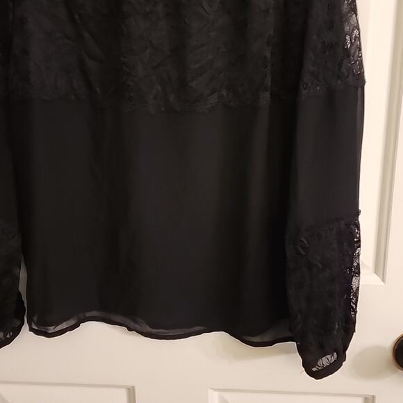 LOFT Black Sheer Top, Medium - Picture 4 of 9